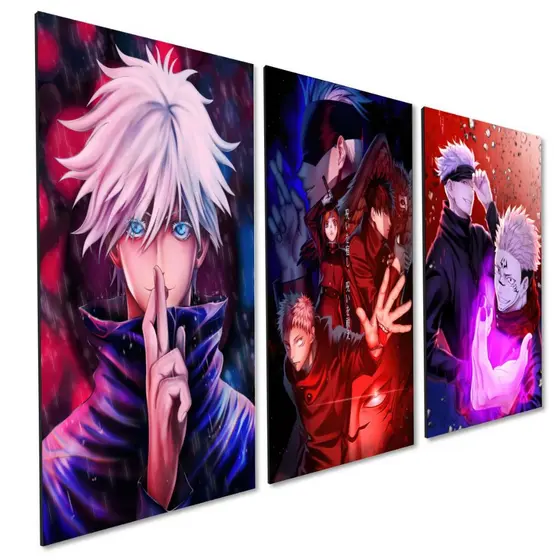 kit 3 Quadro Decorativo Anime Jujutsu Kaisen Quarto Sala Geek