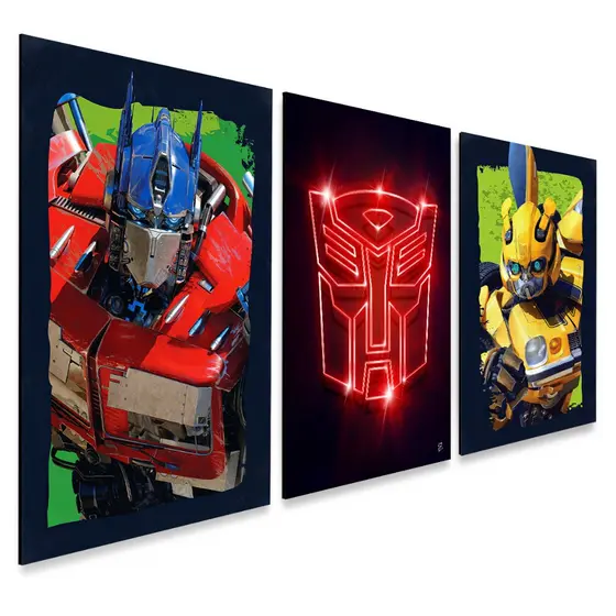 Kit 3 Quadros Decorativos Transformes