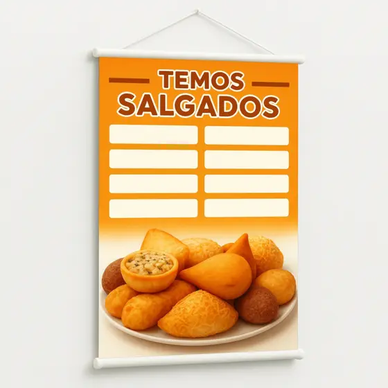 Banner Pronto Temos Salgados Lanchonete Padaria