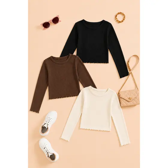 blusa manga cumprida infantil juvenil meninas moda tendencia