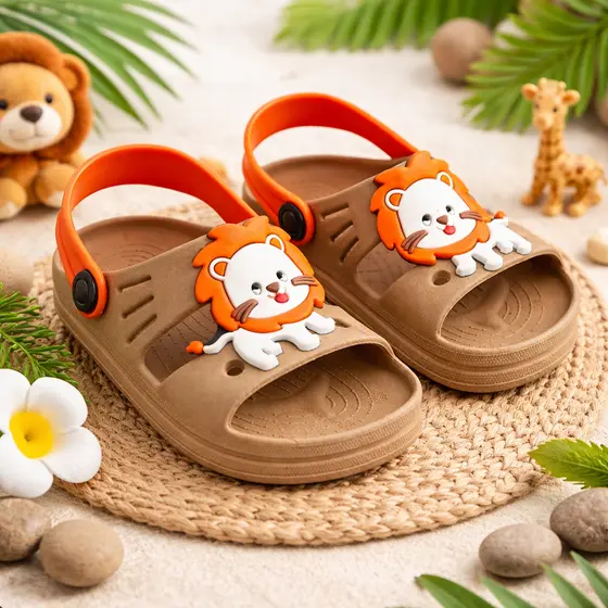 Sandália Papete Infantil Menino Confortável Leão Safari Masculino Leve Macio Promoção Volta as Aulas