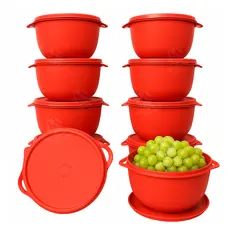 Kit 10 Potes Plásticos Bowl 500ml Hermeticos BPA Free Redondos Marmitas Vasilhas Freezer Microondas