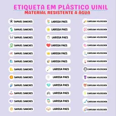 Kit 50/100 Etiquetas Adesivas Escolares  com Nome de Bebê Criança Vinil Adesivos Personalizada