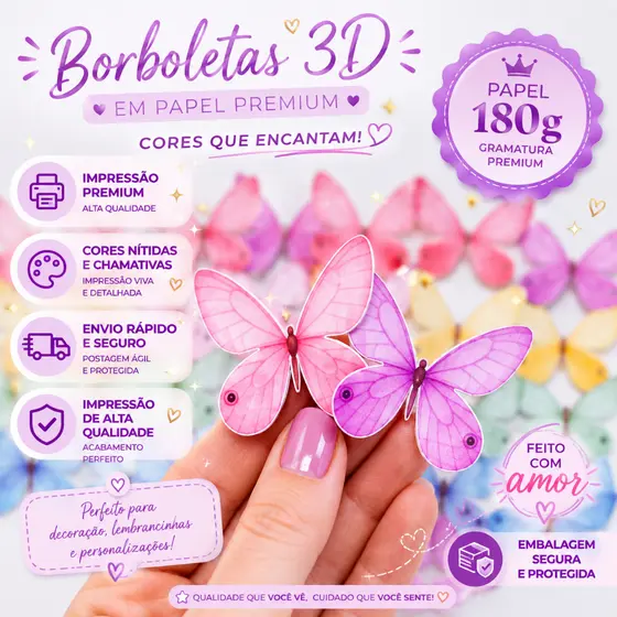 Kit 30 Borboletas para Decoração Borboleta Jardim Decoração Lembrancinhas Aplique Jardim Encantado