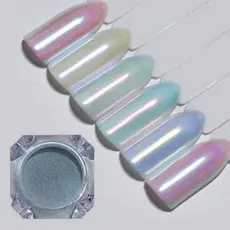 Kit 6x Pó Sereia Perolado Unha Gel Efeito Aurora Chrome Pigmento Furta-cor Luxo Pronta Entrega