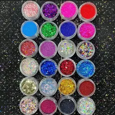 Kit 24 Glitter Unhas Encapsuladas Holográfico Nail Art Decoração Diversas Cores Gel Pronto Entrega