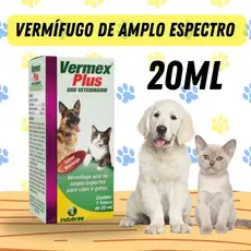 Vermífugo Para Cachorro Gato Vermex Plus 20ml Morango P/ Cães e Gatos - 1 Un