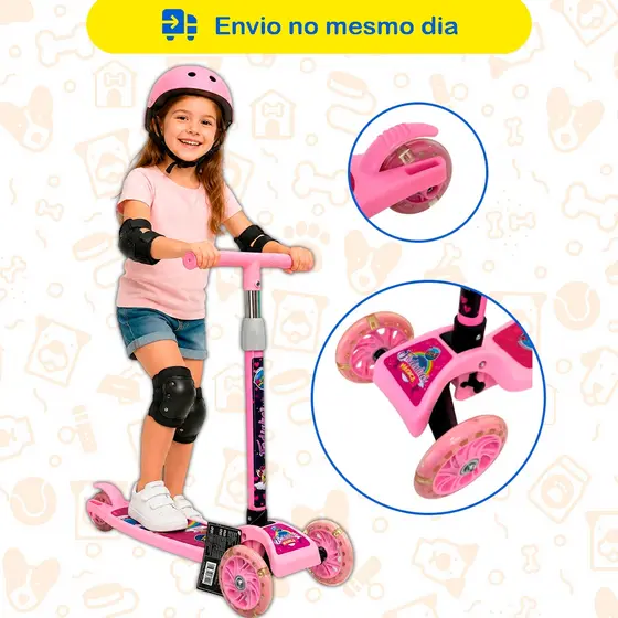 Patinete Infantil 3 Rodas De Led Dobrável Scooter Crianças Triciclo
