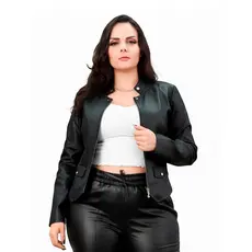 Jaqueta Feminina Plus Size Couro Blusa Casaco Jaquetinha