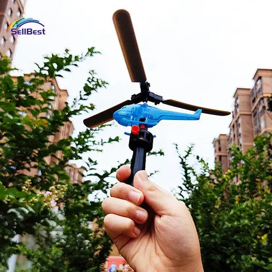 Sellbest Puxar Linha Helicóptero Voar Cordão Pequeno Avião Jogo Ao Ar Livre Desenhar Corda Decolagem Brinquedo Interativ