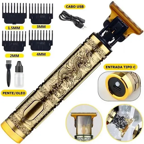 Máquina de Barbear e Cortar Cabelo Recarregável - Precisão, Potência e Design Ergonômico