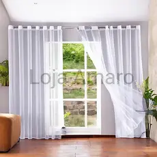 Cortina Estilo Voil Liso Diversos Tamanhos para Sala Quarto e Cozinha