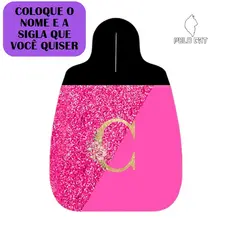 Lixeira de Carro Personalizado com Nome Flores Formas Glitter
