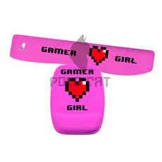 Kit Mouse Pad e Apoio de Teclado Ergonomico Gamer Girl Coração Rosa