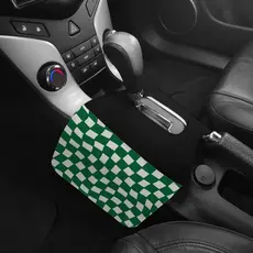 Lixeira de Carro Automatico Duplo Quadrado Xadrez Curvo Verde