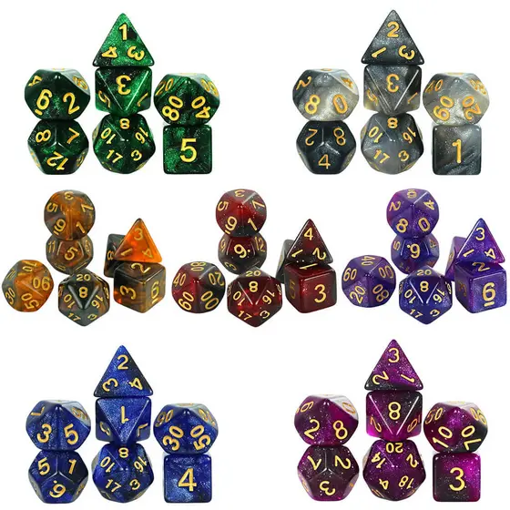 Kit 7 dados Galaxy Blend Color PROMO - RPG