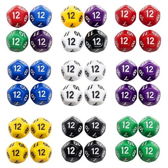 Kit 4 Dados D12 Opacos Sólidos RPG de Mesa Daggerheart | Conjunto 12 Faces Acrílico D&D Tormenta Dungeons and Dragons