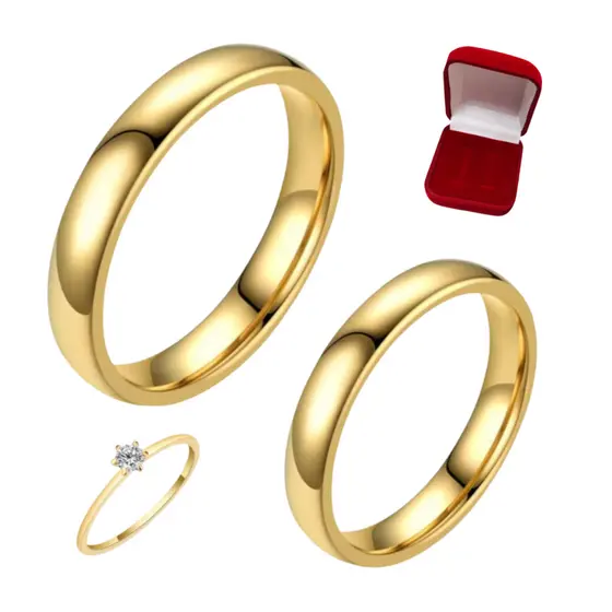 Par De Aliança De Casamento Ouro 24k Tradicional 4mm Banho De 10 Milésimos Noivado Original.