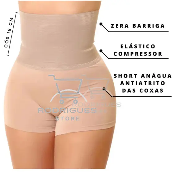 Bermuda Modeladora Cinta Short Feminino Modelador Alta Compressão Reduz Medidas pos parto