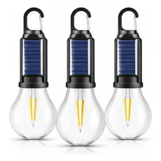 Kit Lampada Led Camping Solar 15w Recarregável Portátil Quente 5v Mosquetão