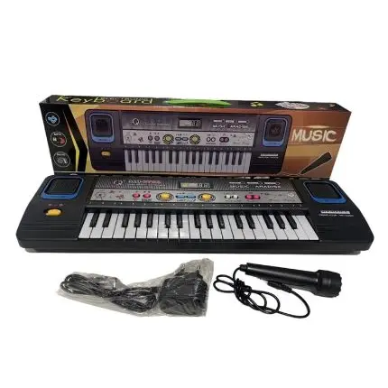 Teclado Elétrico Musical Infantil com Microfone e Fonte de Alimentação