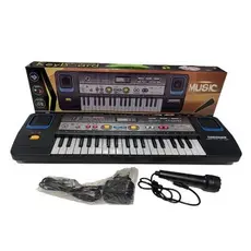 Teclado Elétrico Musical Infantil com Microfone e Fonte de Alimentação