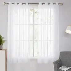 Cortina Estilo Voil Para Cozinha 2,00 X 1,40 Metros Branca Ou Palha Premium - Direto da Fábrica