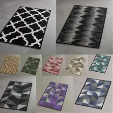 Kit com 5 Tapetes Capacho de Porta 65x35cm – Estampas Variadas, Jacquard Antiderrapante, Decorativo