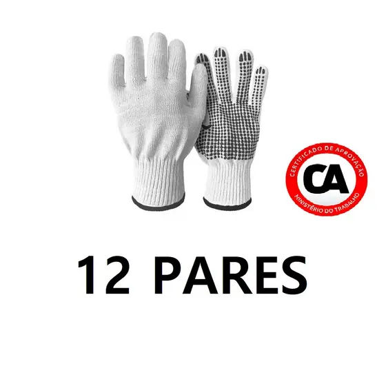 Kit 12 pares Luvas Pigmentada Epi Para Trabalho Tricotada PROMOÇÃO