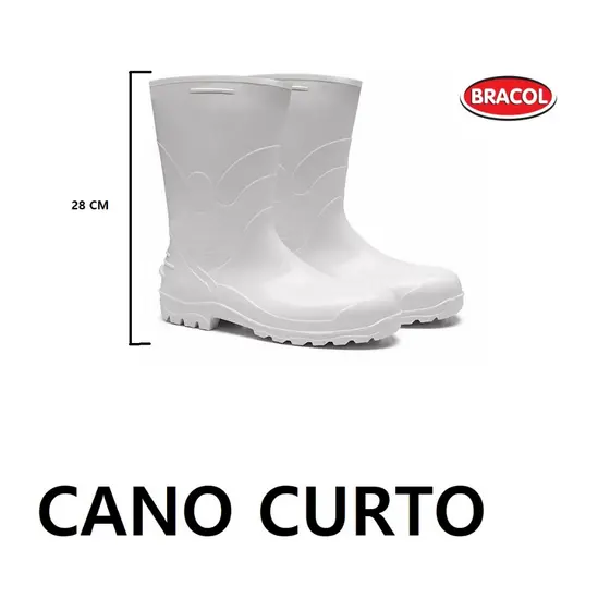 BOTA GALOCHA PVC BRANCA BRACOL CANO CURTO IMPERMEAVEL LIMPEZA  FAXINA LAVAR QUINTAL