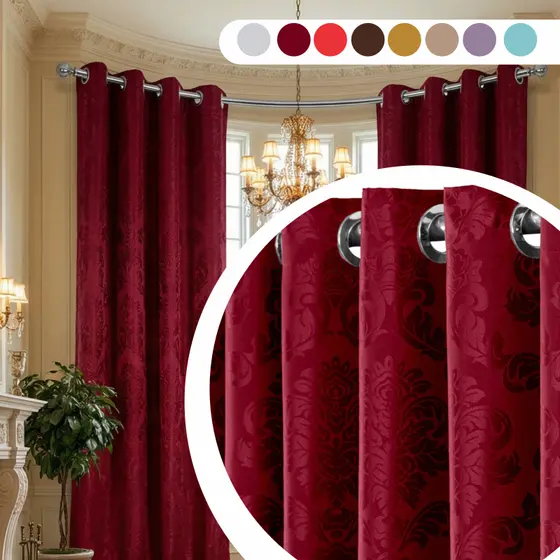 Cortina De Cetim Jacquard 3,00 x 2,70 m Para Sala E Quarto Luxo Elegante Com Ilhós Decoração