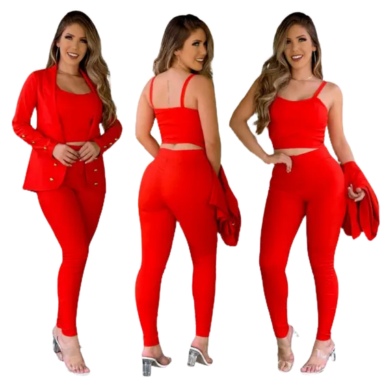 Conjunto Social Luxo  Blazer Cropped e calça