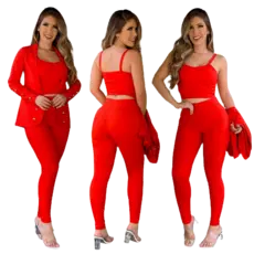Conjunto Social Luxo  Blazer Cropped e calça