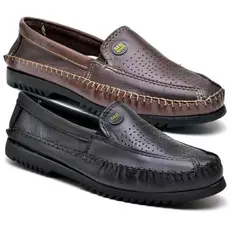 1 Par de Sapato Mocassim Masculino De Couro Sintético Solado Tratorado Promoção