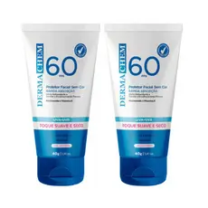 Kit 2/1 Protetor Solar Rosto FPS 60 Sem Cor Toque Seco Super Hidratante Rejuvenescedor 40g Dermachem