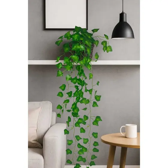 Arranjo Hera Artificial Folhagem Pendente Planta Caída Vaso Trançado