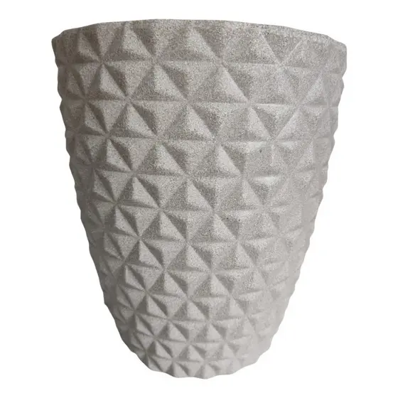Vaso Cinza Planta Decorativo Redondo Jardim Varanda
