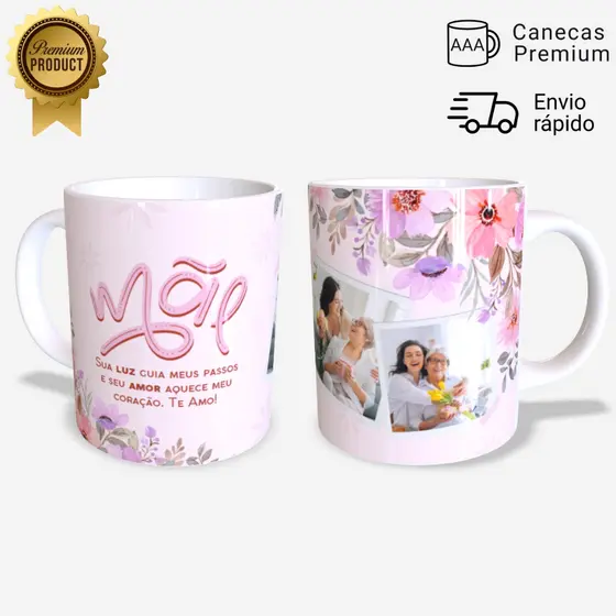 Caneca Dia da Mães "Mãe: Sua Luz Guia Meus Passos" – JURO