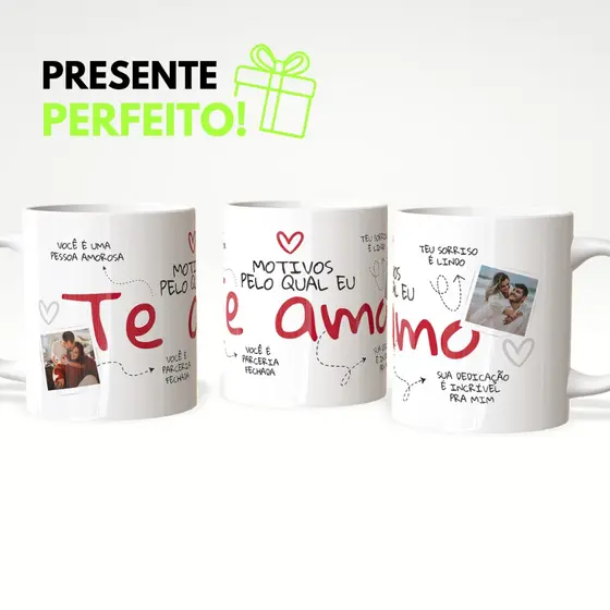 Caneca Ceramica Dia dos Namorados, Aniversário Namoro, Aniversário Casamento 325ml Cerâmica