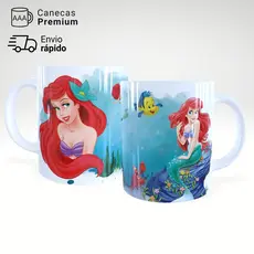 Caneca Princesa Ariel Pequena Sereia personalizada presente criativo infantil cerâmica 325ml – JURO