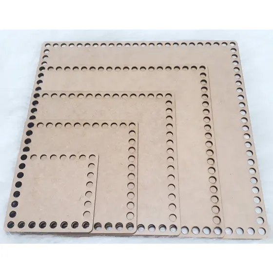 kit placa Base quadrada cesto crochê fio de malha MDF Cris Nuez Artesanatos
