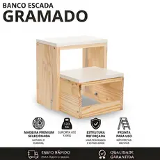 Escadinha Dobrável Multiuso 2 Degraus Criança Pet Adultos Idosos Banco Madeira Pinus
