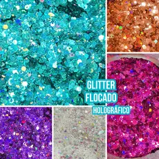 Glitter Flocado Holográfico Resina Vela Unhas Maquiagem 10g