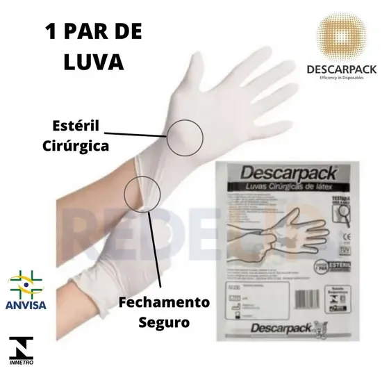 Luva Cirúrgica Estéril com pó / par nº7 - Descarpack