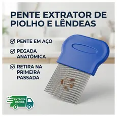 Pente Fino Extrator de Piolho e Lendeas Primeira Passada Criança em Aço
