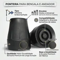 Kit Ponteira de Borracha Para Muleta 2 4 8und Bengala e Andador Universal 22mm