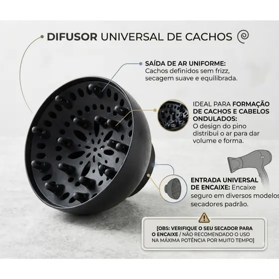 Difusor Cachos Secador de Cabelo Universal Profissional