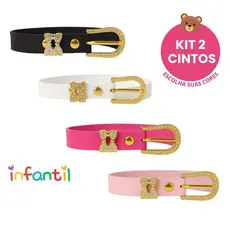 Kit 2 Cintos Infantil Menina Ajustável Luxo Laço Strass Blogueirinha