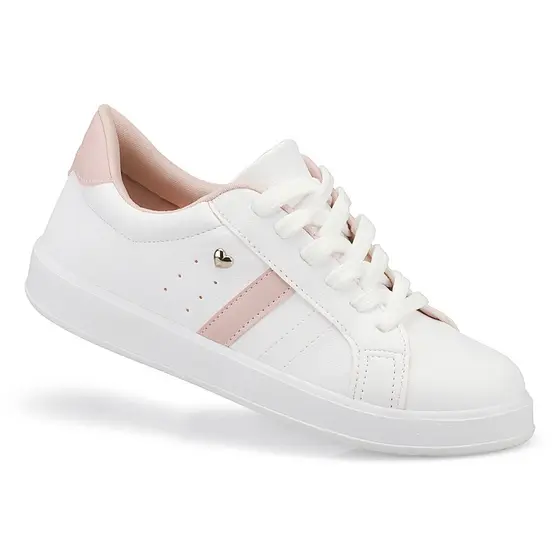 Tênis Casual Feminino Branco Cadarço Leve e Confortável  28-040