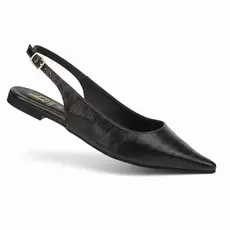 Sapatilha Bico Fino SlingBack com Fivela Verniz Texturizado Confortável Fashion 4130
